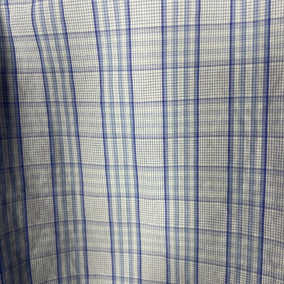 English Laundry by Christopher Wicks Plaid Blue Button-Up Shirt Cotton 17 34/3 - Picture 6 of 6